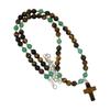 Adjustable Length Tigereye Crucifix Beaded Necklace 8mm Natural Beads Design Elegant Style and Good Luck Charm