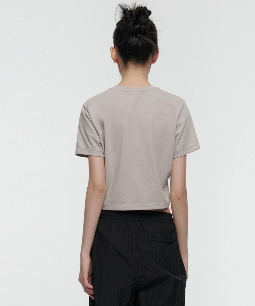 MUSINSA STANDARD WOMAN [Cooltandard] Women'S Crew Neck Crop T-Shirt [Mushroom]