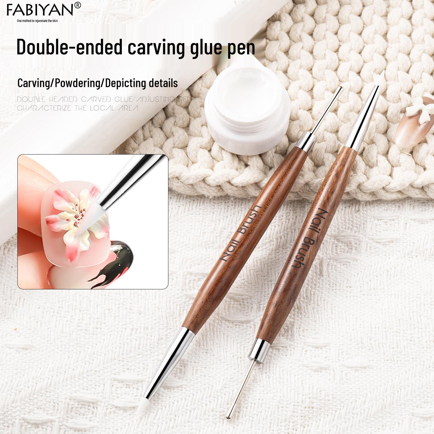 

Japanese Nail Art Dual-Head Gel Sculpting & Mixing Pen with Sandalwood Holder