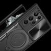 For Samsung Galaxy S22 Ultra 5G Rotatable Kickstand Phone Case Shockproof PC+TPU Cover with Slide Camera Lid