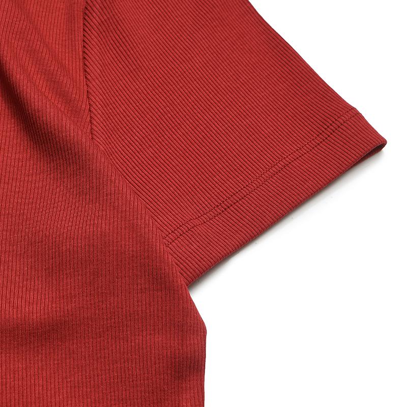 FILA Original Fashion Simple Classic Retro Versatile Comfortable Casual Knit Slim Fit Short Sleeve T-Shirt Women tops Smoke-Red F11W629105FWI