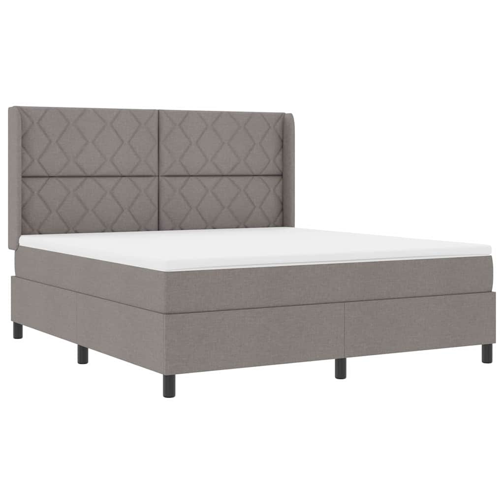 Boxspring Bed with Pillows and Headboard Taupe 200 X 180 Cm Fabric