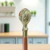 Engraved Brass Handle Walking Cane, Polished Hardwood Shaft, Victorian Gentleman Accessory