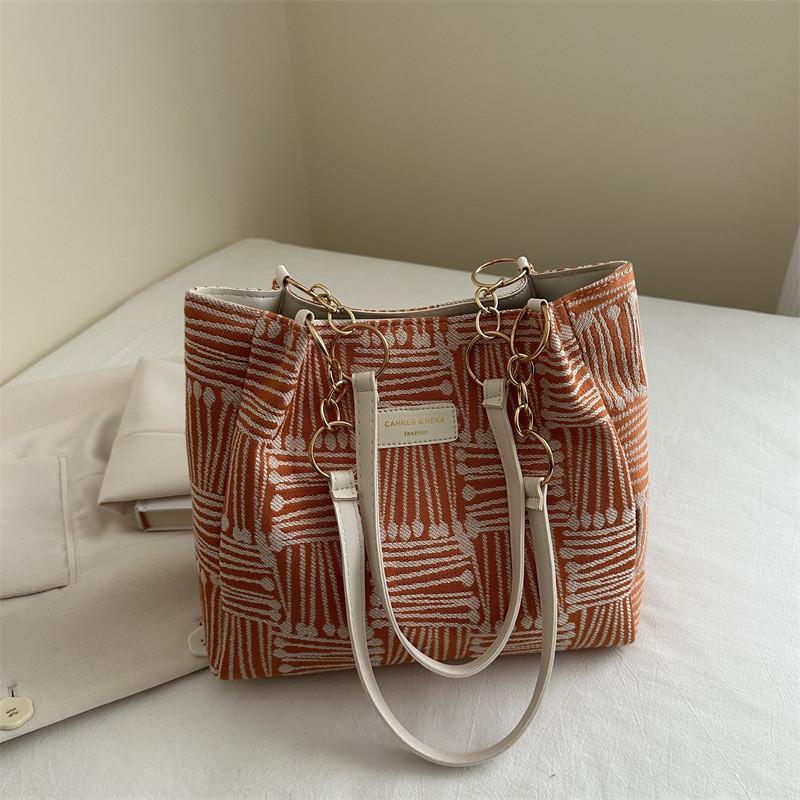 

Trendy Orange Blue Green Brown Canvas Tote Bag For Casual Everyday Use оранжевый