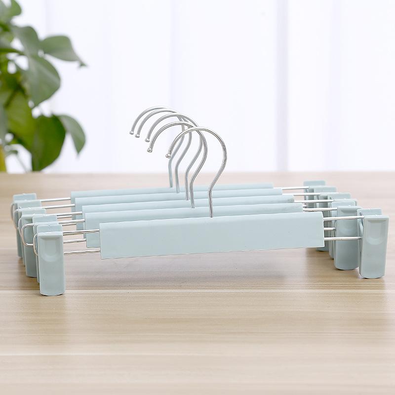 10PCS I KNOW Plastic Frosted Pants Trousers Hanger with Two Clips Kroean Hot Sale Adult Anti-slip Black Display PP Pants Hanger