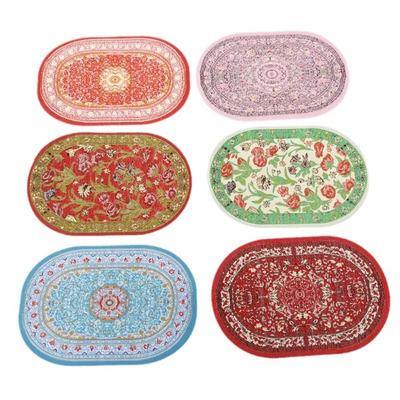 Gift Multicolor Dollhouse Carpet Floral Pattern Oval Round Miniature Weaving Rug Turkish Style Scene Model Floor Covering Mat