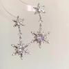 Perfect Gift Pair of Snowflake Tassels Earrings with Zircon Accents for Birthdays Holidays Special Event Women Elegant Jewelry