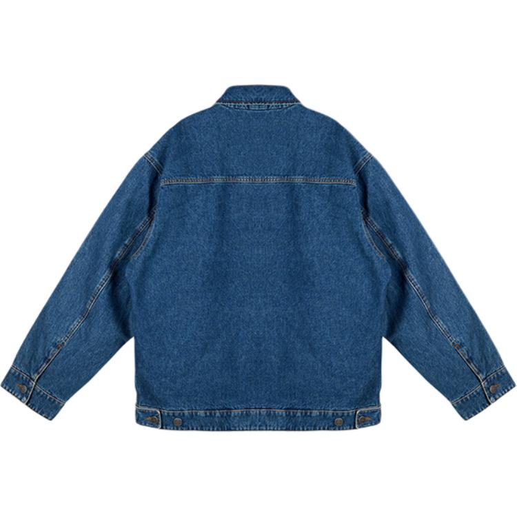 Coach FW24 Solid Color Zipper Collar Long Sleeve Denim Jacket Men Jacket Dark-Wash CV457-COK