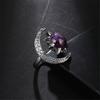Elegant Moon and Star Crystal Ring Smooth Comfort Band Handmade Finger Jewelry Stylish Daily Wear Accessories