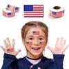 250Pcs/Roll American Flag Stickers Blue Red White Striped Star Pattern USA Flag Sicker Weatherproof Copper Self-Adhesive Glossy Stickers