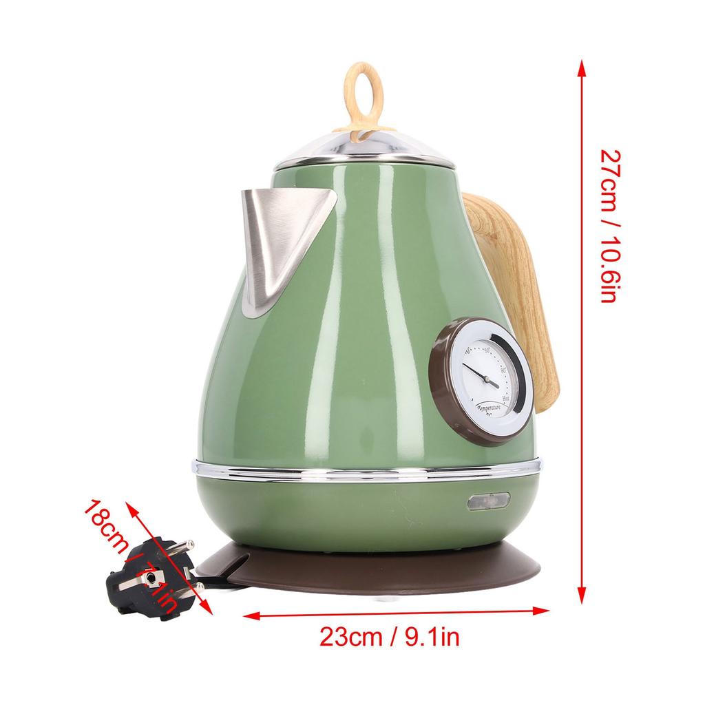 1.7L Electric Kettle Retro Wood Grain Dry Boil   Home Electric Kettle with Temperature Display