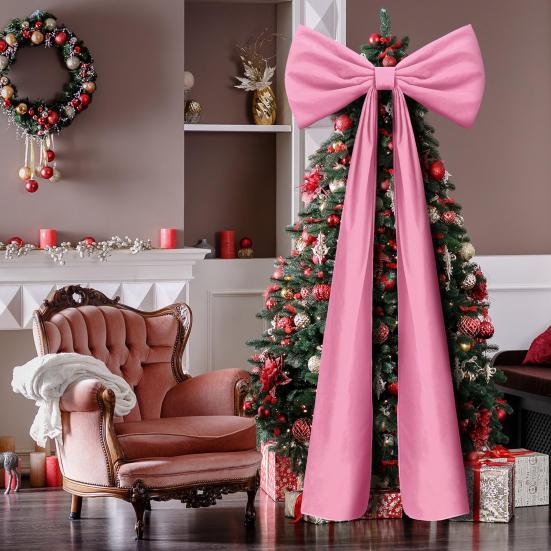 71 Inches Christmas Extra Large Velvet Bow Giant Xmas Tree Toppers Bows for Home