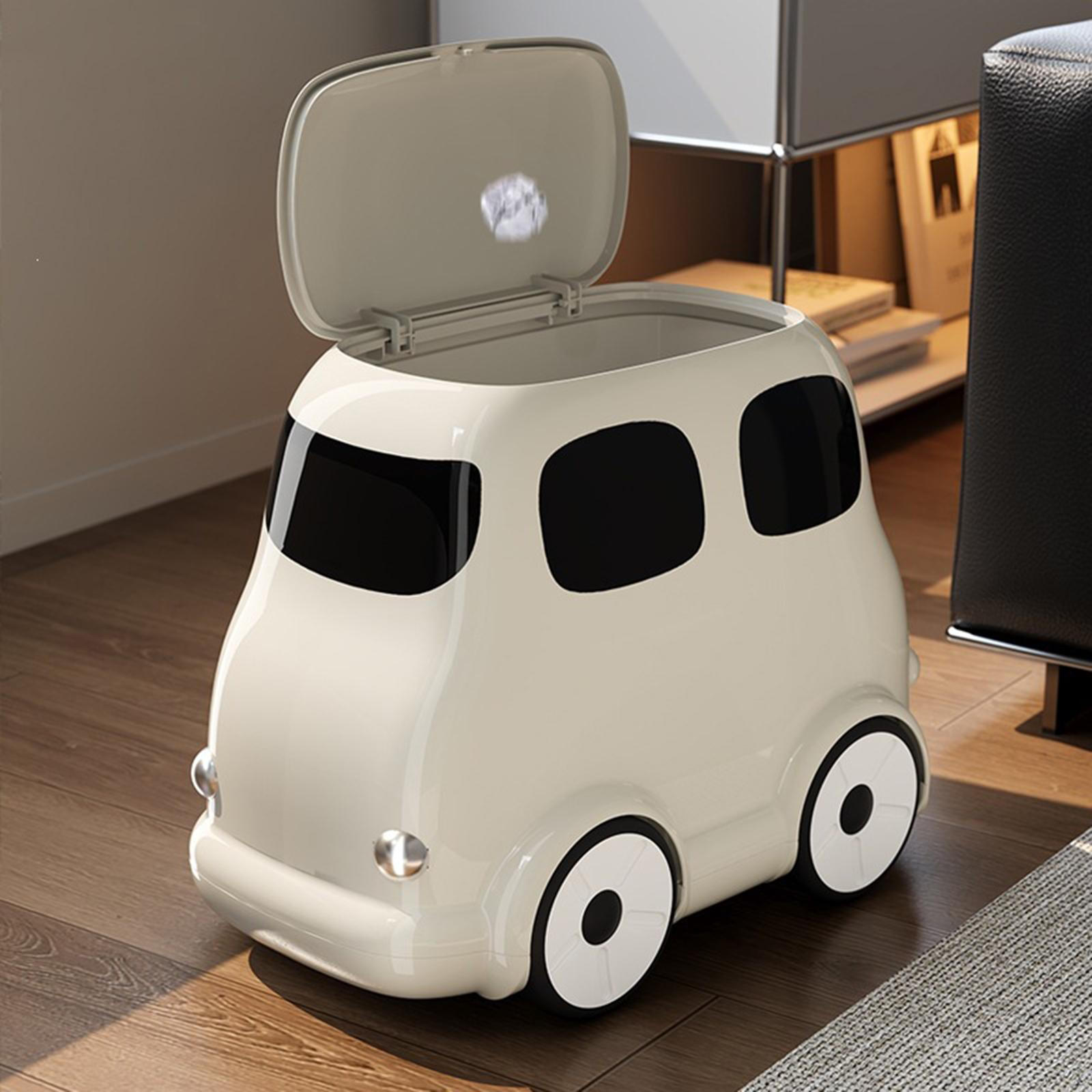 

Decorative Waste Bin with Wheels And Lid, Portable for , Student Dorm, Kitchen, Entrance, белый