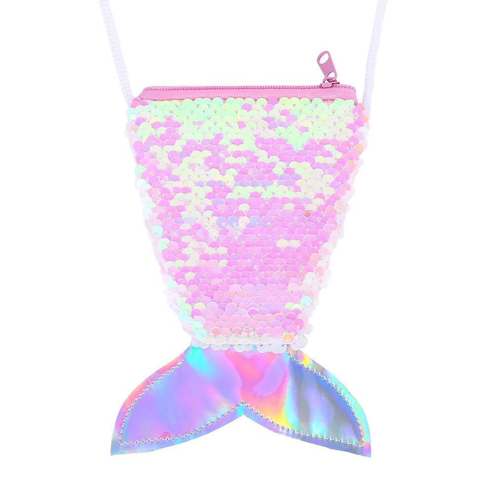 Pailletten-Meerjungfrau-Kleinkind-Geldbörse, niedliche kleine Kinder-Geldbörse, Glitzer-Geldbörse für Mädchen, glänzende Umhängetasche