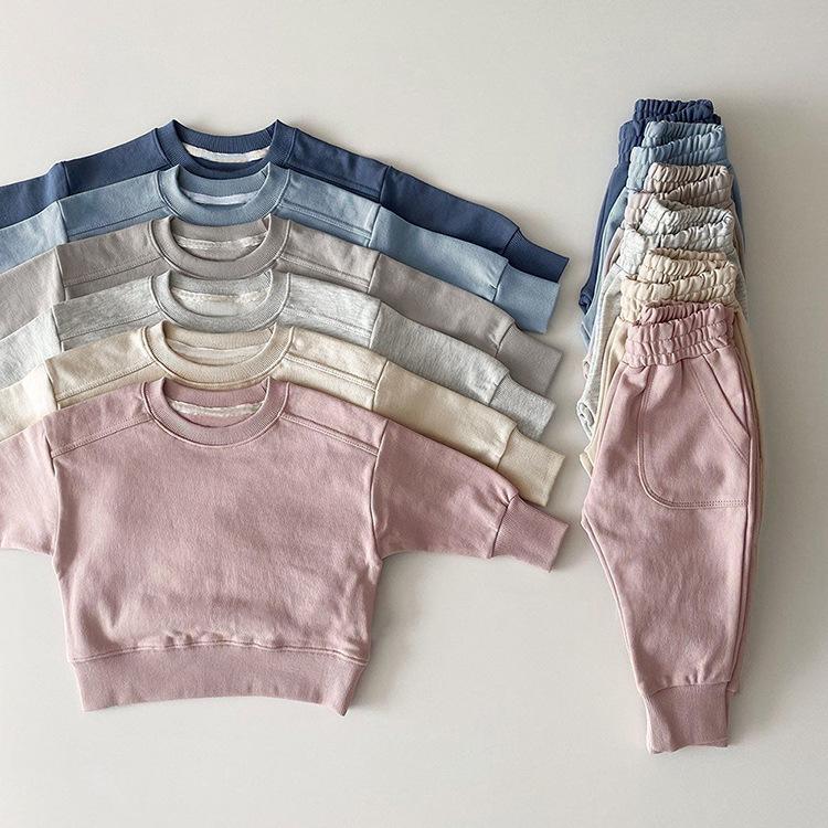 Children's Autumn Casual Korean Hoodie Set - Boys & Girls Two-Piece Long Sleeve Outfit