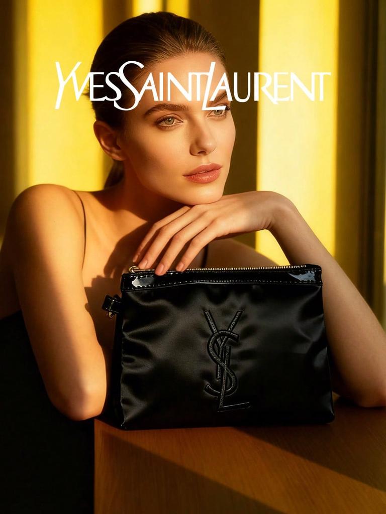 YSL Women's Makeup Bag, Women's Logo Cosmetic Storage Bag - Black Everyday Essential Organizer Bag