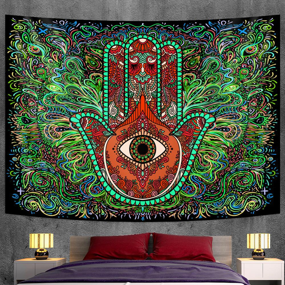 Lucky Hand Home Decoration Tapestry Wall Hanging Mandala Witchcraft Tapestry Yoga Mat Bohemian Upholstered Sofa Blanket