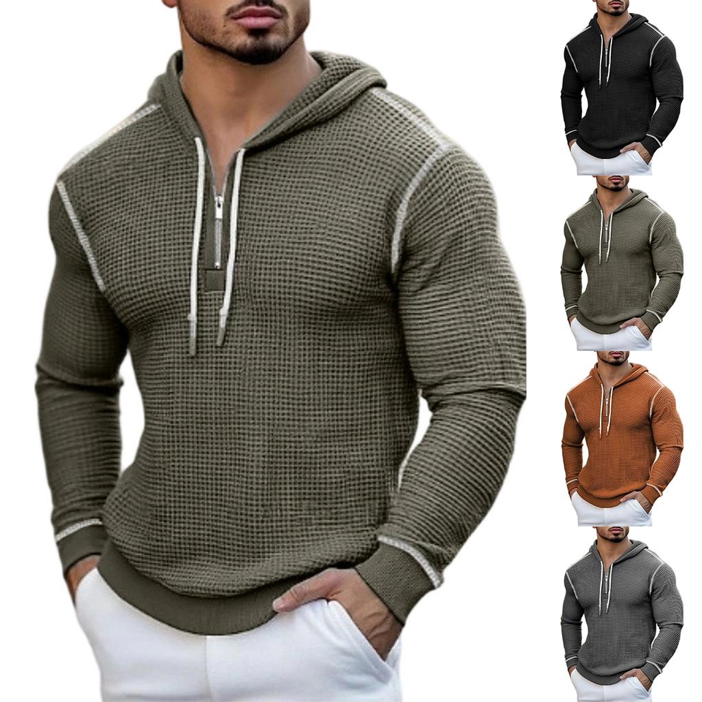 Men's Casual Fashion Sweatshirt Men's Drawstring Half Zip Hoodie