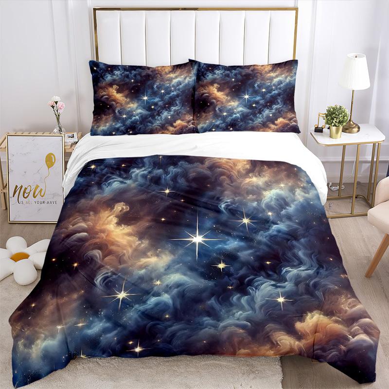 3pcs bedding set Galaxy Nebula Includes 1 Comforter + 2 Pillowcases, Without Pillow Inserts, Soft Comfortable, Lightweight Breathable110