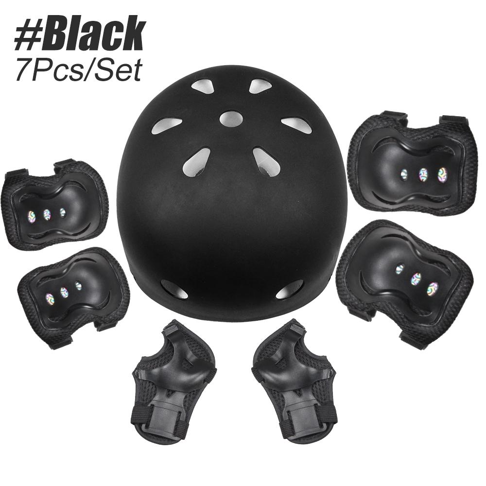 

7Pcs Kids Bike Helmet Set With Knee Elbow Pads Wrist Guards,Adjustable Helmet For Toddler Kids&Youth,3-10Yrs Protective Gear Set