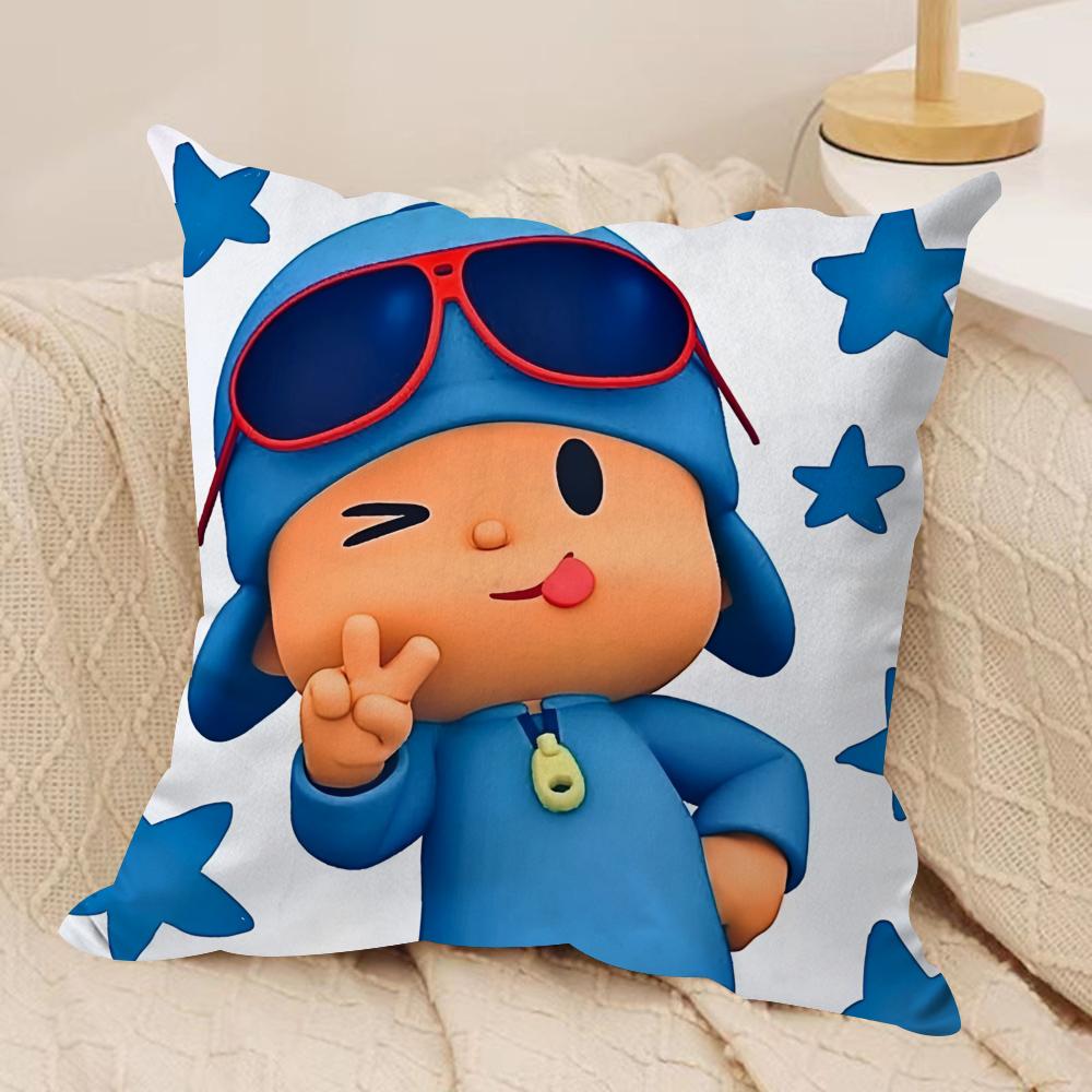 Cartoon Cute PPocoyoS Cushion Cover Short plush Doublesided Print Square Throw Pillow Covers Sofa Home Cushion Decor