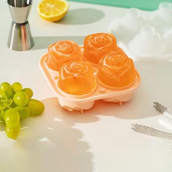Silicone Ice Cube Mold Rose Shape Ice Ball Tray Slow Melting Whiskey