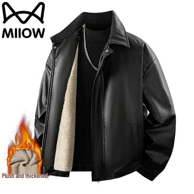 Maoren Men's Winter Fleece-Lined Lapel Padded Jacket