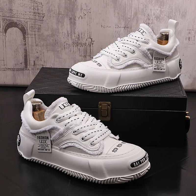 Fashion Men Shoes White Black Green Thick Bottom Casual Shoes Flats Male Luxury Designer Walking Mens Sneakers Man Loafers Shoes for Men