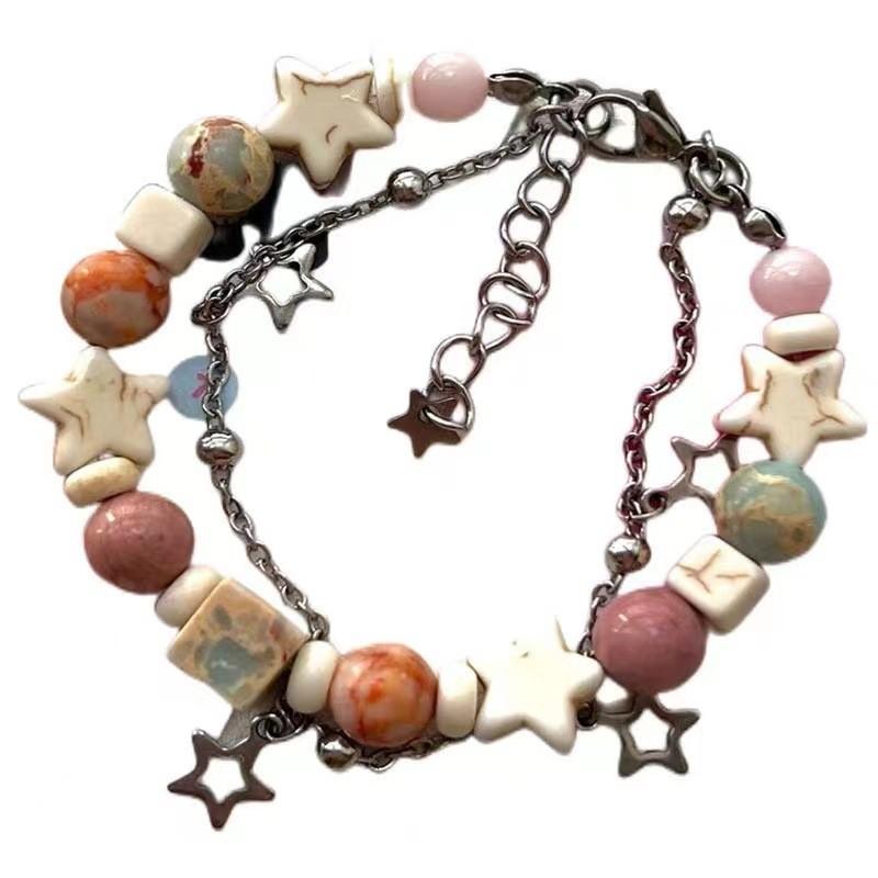 Fashionable Star Alloy Bracelet For Women Stylish Layered Design Friendship Beaded