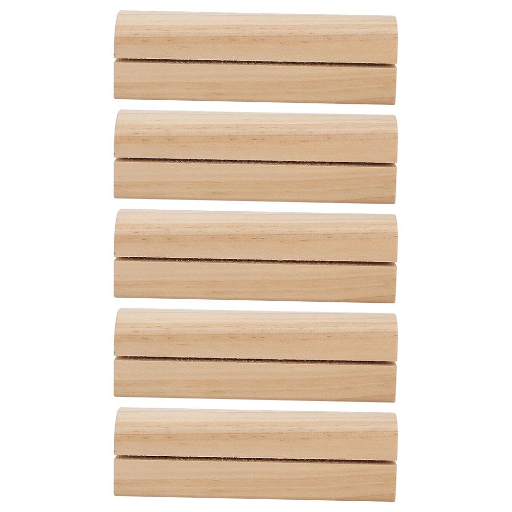 5 st Trä visitkortshållare Fotoställ Anteckningsklämma Inskrivningsmaterial(Ljus färg )