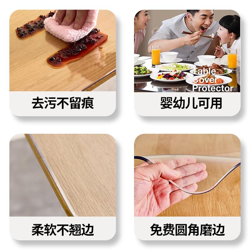 NEW Tablecloth 1.0mm Thickness PVC Transparent Waterproof Table Cover Mat Kitchen Pattern Oil Cloth Glass Soft Cloth Tablecloth