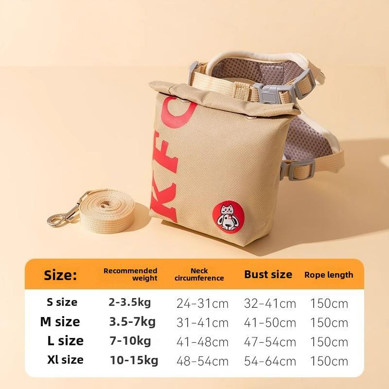 Mascote Bonito Hambúrguer Batatas Fritas Mochila Coleira Colete para Gato Peitoral para Cão Sair Passear Coleira para Cão Suprimentos
