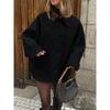 Women's Oblique Button Loose Batwing Sleeve Jacket Coat Lapel Double Pocket Warm Solid Vintage Outerwear Fall Winter Coat