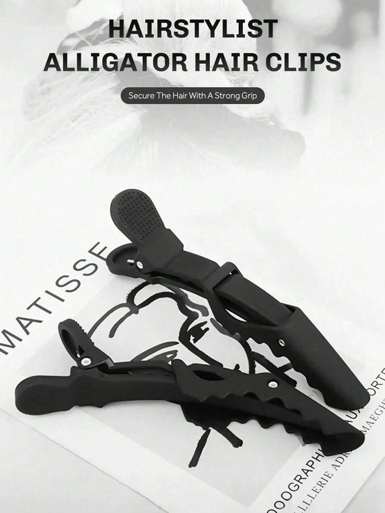 6pcs/Set Pink Salon Crocodile Clips, Plastic Alligator Hair Clips, Seamless Bangs Clips