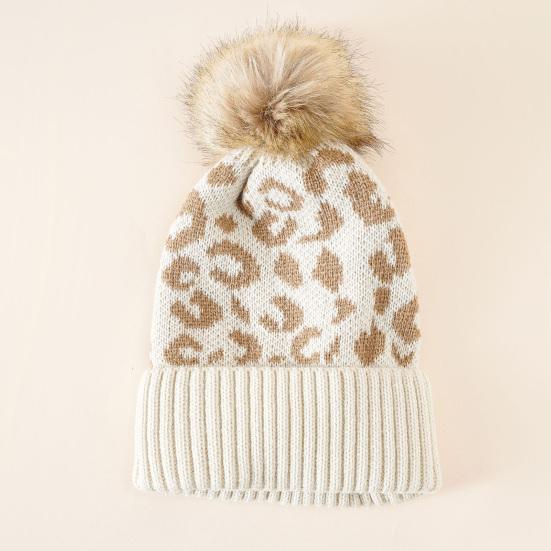 Leopard Print Crochet Beanie Hat 