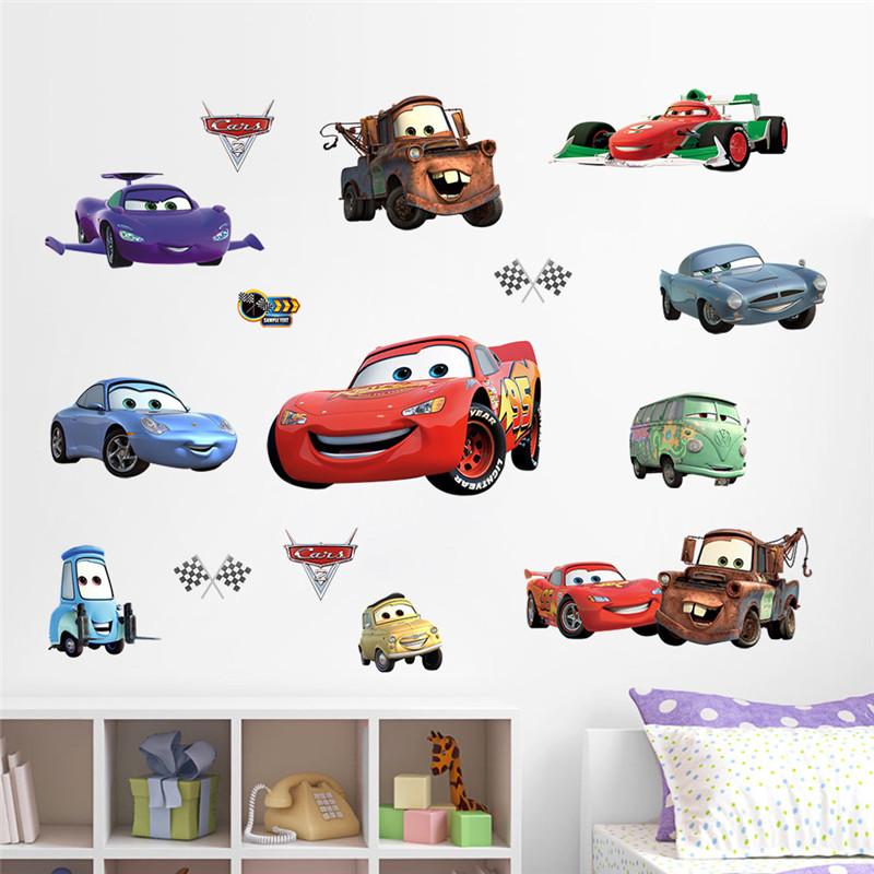 Cartoon Cars Lighting McQueen 3D Wall Sticke s For Kids Room Home Bedroom PVC Decor Cartoon Movie Mural Art Decals