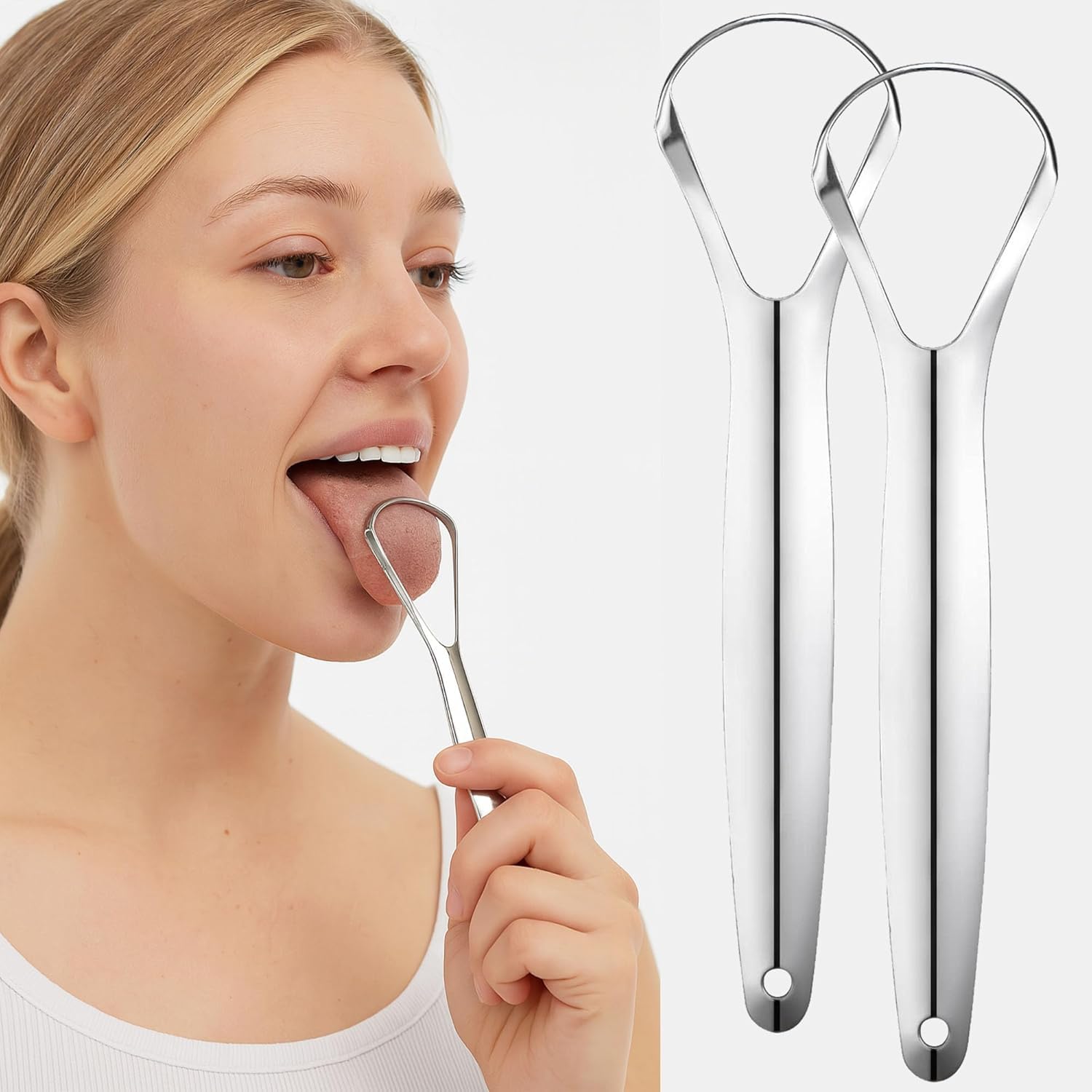 

Stainless Steel Tongue Scraper, Portable Oral Care Tool, Removes Coating & Bad Breath, Easy to Clean United States