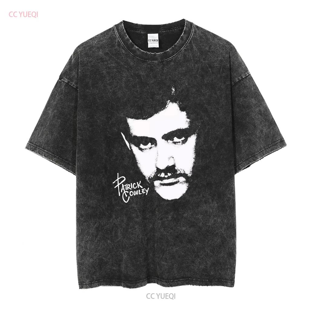 Signaturní tričko Patrick Cowley Černé s dlouhým nebo krátkým rukávem vintage Prané streetwearová móda Prodyšné Ležérní Všestranné Měkké