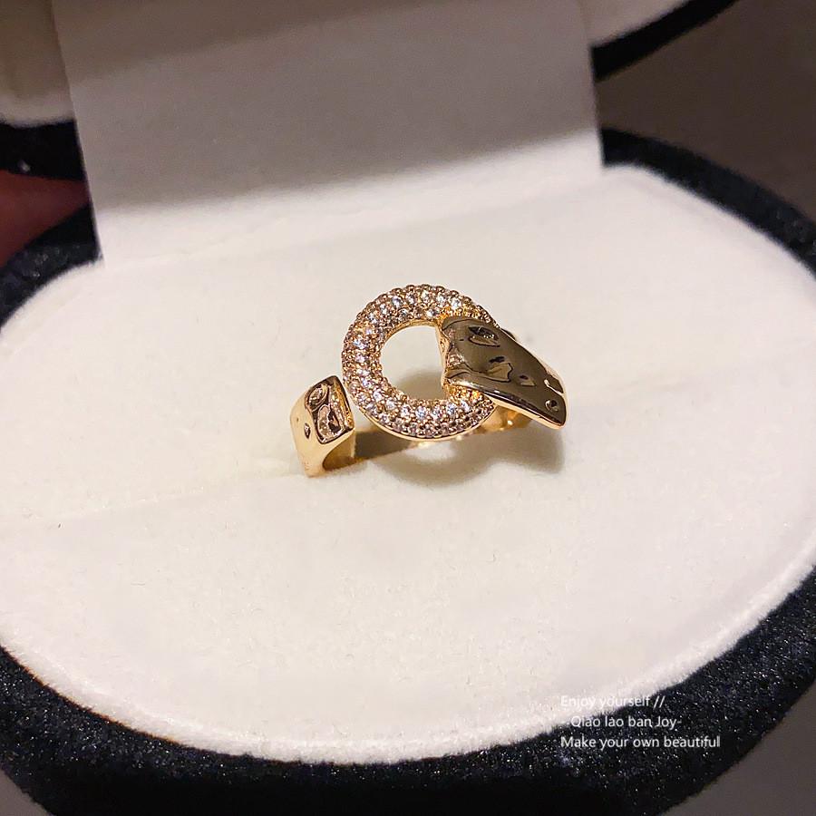 Minimalist Geometric Open Ring For Women With Copper Zirconium And Elegant Design