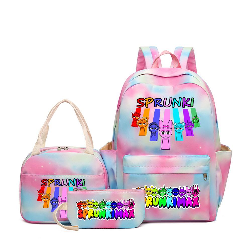 Popular Sprunki Rhythm Box Cartoon Elementary School Bag Children's Backpack Backpack Three-piece Set