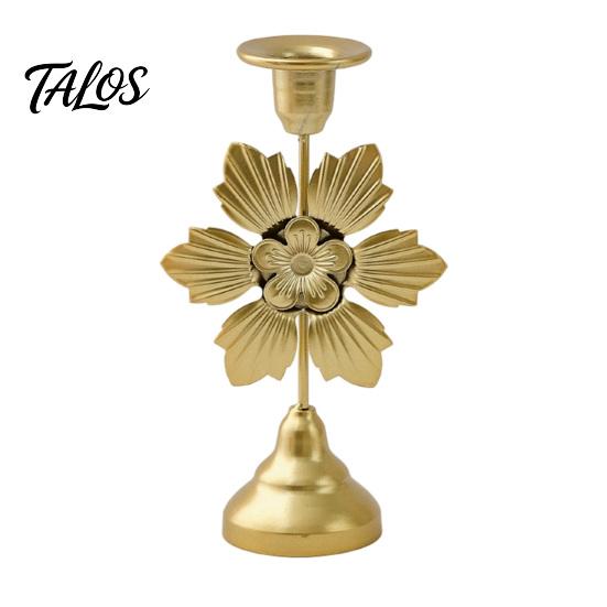 Talos Vintage Metal Candle Holder, Romantic Candlestick Dinner Table Centerpiece, Retro Aged Texture Decor for Wedding Party and Home Anniversary