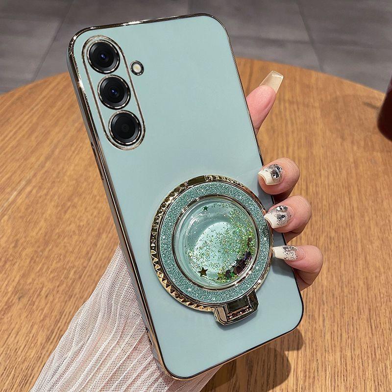 For Samsung A56 Quicksand Bracket Electroplated Phone Case for Samsung A56 A36 A26 A16 A06 A55 A35 A25 A15 A05 S A 54 53 73 Case
