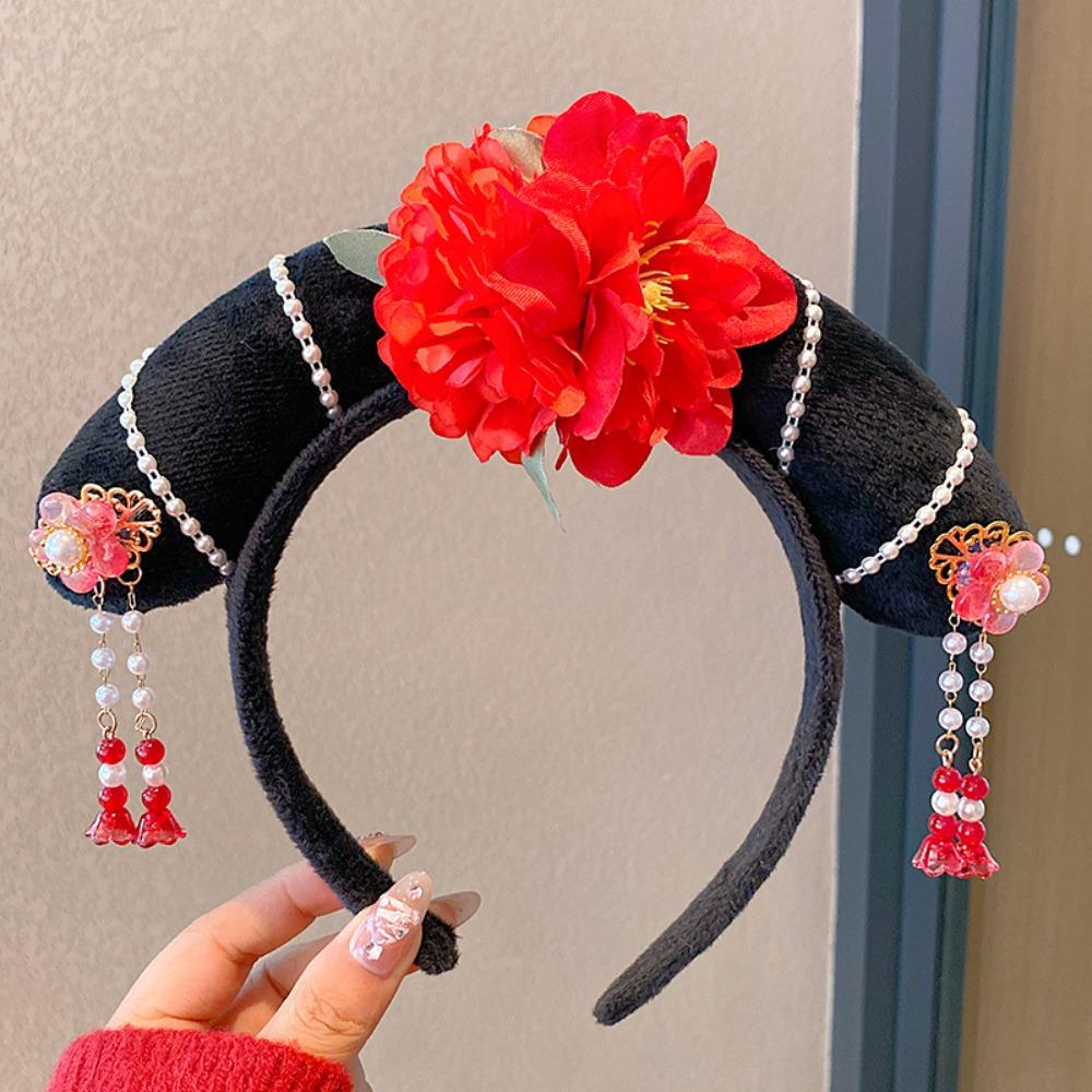 Velvet Bow Ancient Style Gege Headband Flower Hanfu Headwear Chinese Style Headwear  Children