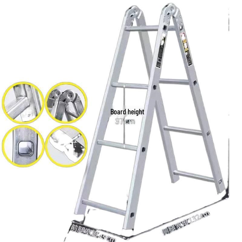 Multi-Functional A-Frame Folding Ladder: Carbon Steel, 4-5 Steps, Indoor Use