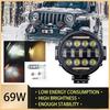 7 Zoll 69W Runde Spot LED Leuchte Fern-/Abblendlicht Tagfahrlicht LED Arbeitsscheinwerfer Fahrscheinwerfer Nebelscheinwerfer für LKW Jeep Offroad 4WD SUV UTV ATV