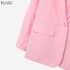 ZANZEA Women Cardigan Blazer and Pants Casual Two Piece Suit Sets