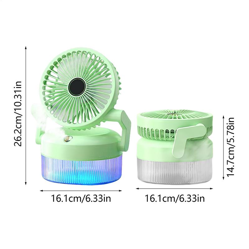Misting Fan Portable Air Circulator USB Rechargeable Multifunctional Portable Foldable Fan With Light For Travel Gym Desk Tent
