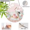 2D Flat Aluminium Welcome Sign with Pink Flowers Pattern - Charming Decorative Sign & Plaque - Ideal for Wall Decoration - No Electricity Needed