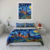 Starry Sky and Castle Fantasy Artwork Print Bedding Set 1Duvet Cover 2 Pillowcases for Adult and Children Luxury Gift Full Size