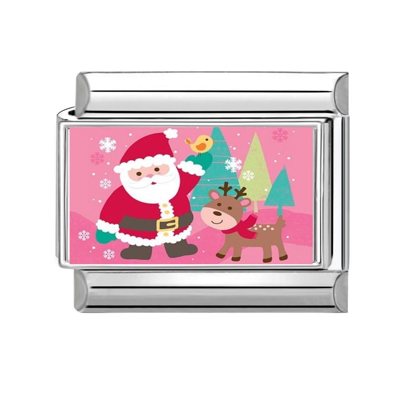 Cute Snowman Dog Santa Claus Snowflake Christmas Tree Italian Charm Links Fit 9MM Stainless Steel Bracelet Women Men DIY Making